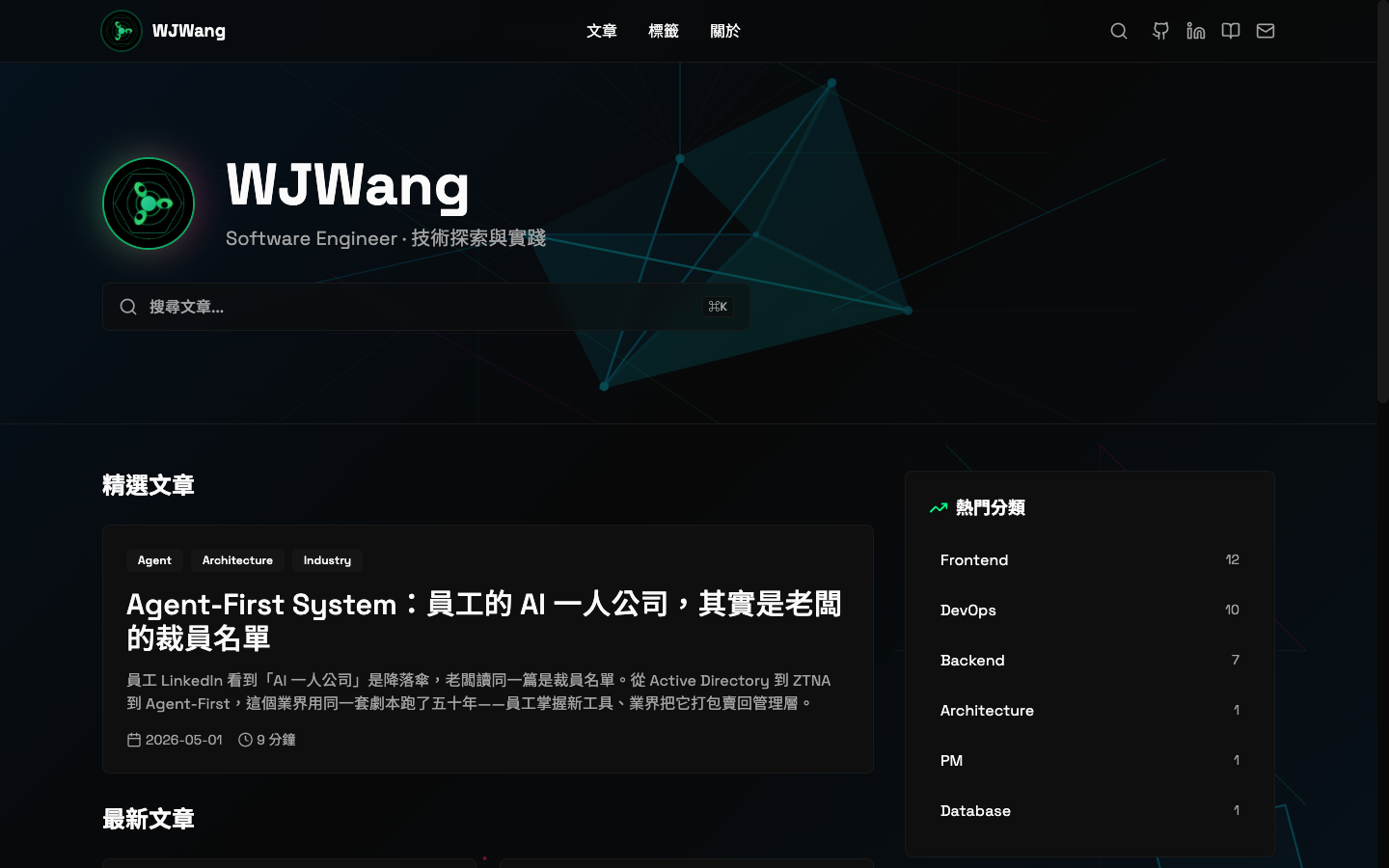 wjwang.dev 線上長相